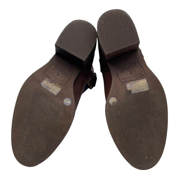 Lucky Brand Boxer Brown Santiago Rustic Native Fabric Leather Heel Boots Size 8 - Picture 5 of 8